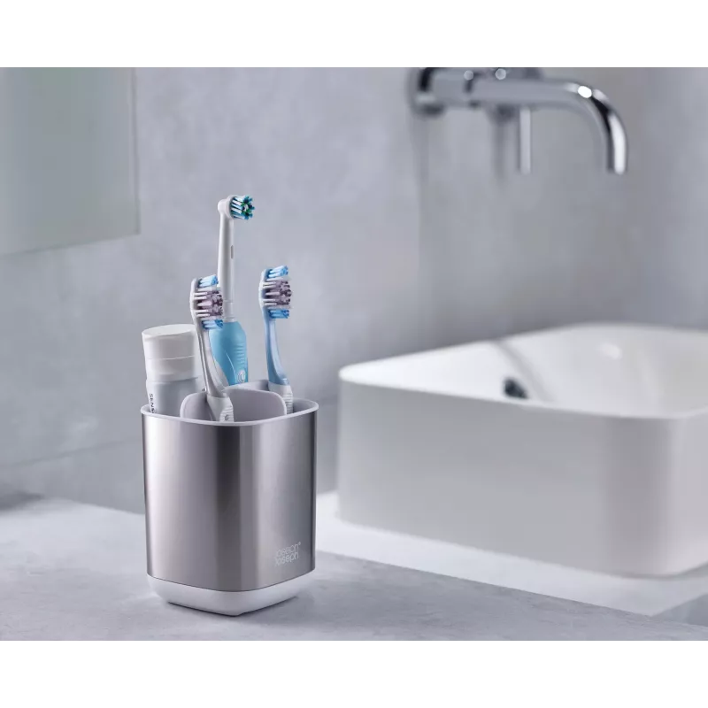 Joseph Joseph EasyStore Porta-escovas de dentes – Aço inoxidável – de pousar – prateado – 6 compartimentos