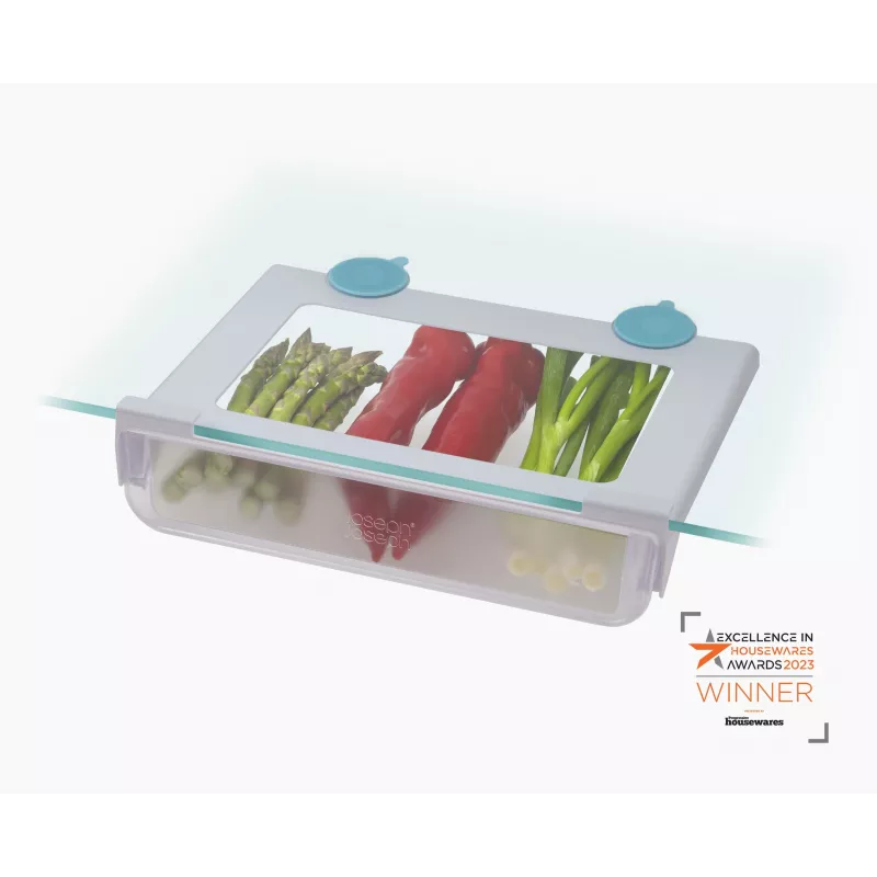 Gaveta de armazenamento transparente para baixo da prateleira Joseph Joseph FridgeStore