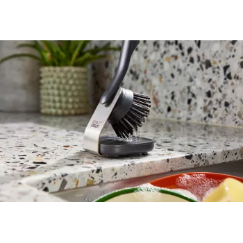 Escova de lavar louça com suporte em aço inoxidável Joseph Joseph SinkTech - cinzento/prateado