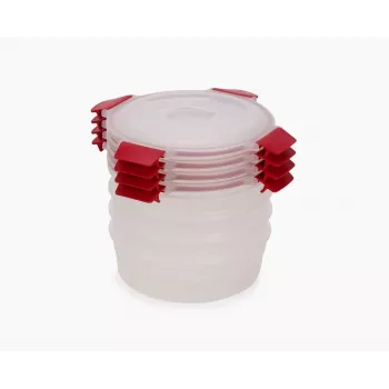 Conjunto de 4 recipientes redondos para alimentos de 1L Joseph Joseph Nest Lock vermelhos