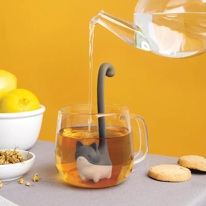 Infusor de chá em folhas soltas OTOTO Louie Cat - silicone cinzento