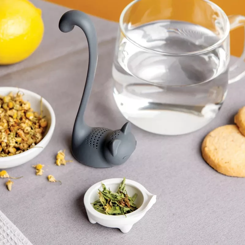 Infusor de chá em folhas soltas OTOTO Louie Cat - silicone cinzento