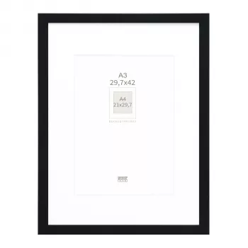 Moldura de madeira Deknudt S66KF2 P1 DIN A3 29,7x42 preta com passe-partout