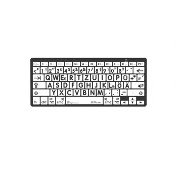 Logickeyboard Mac Teclado Bluetooth Braille com teclas de impressão grande preto sobre branco - 78 teclas