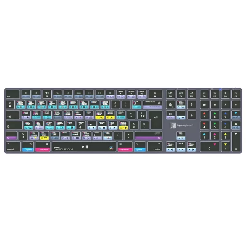 LogicKeyboard DaVinci Resolve 18 Titan FR (Mac) - layout francês AZERTY, retroiluminado, USB com fio