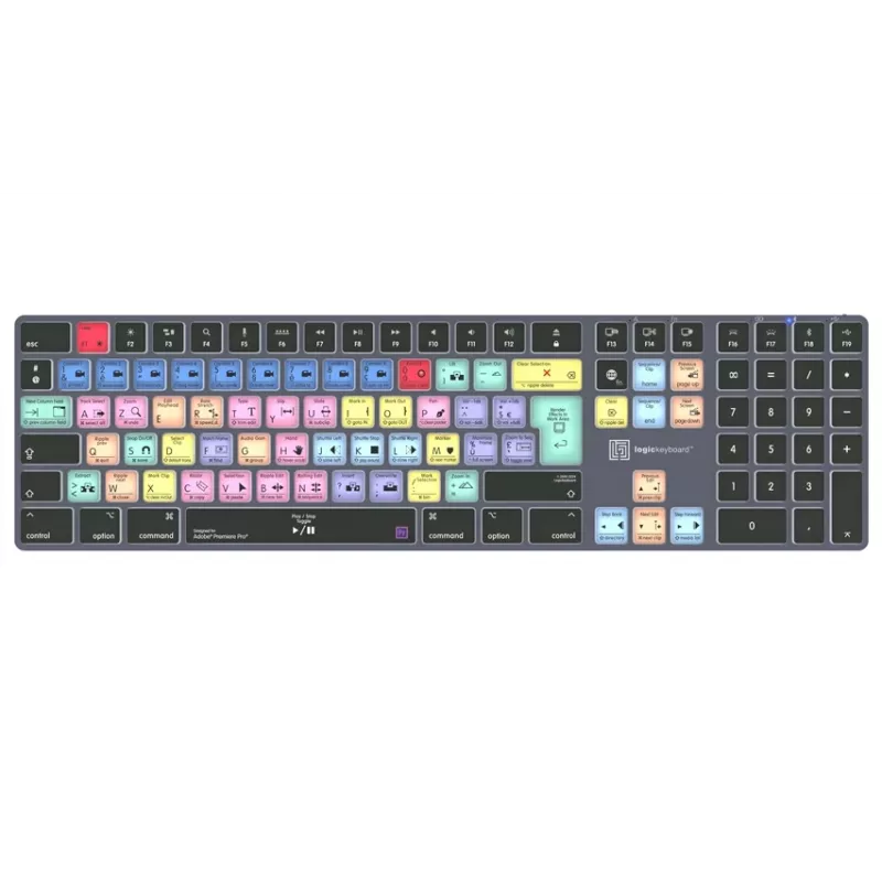 LogicKeyboard Adobe Premiere Pro CC Titan FR (Mac) - layout francês AZERTY, retroiluminado, teclado USB com fio