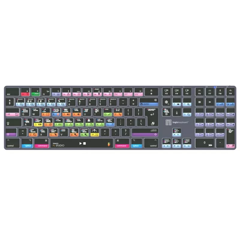 Logickeyboard FL Studio TITAN Teclado para Mac - USB com fio - preto com teclas codificadas por cores