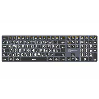 LogicKeyboard XL-Print Titan White on Black DE (Mac) - Layout QWERTZ alemão