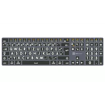 LogicKeyboard XL-Print Titan White on Black DE (Mac) - Layout QWERTZ alemão