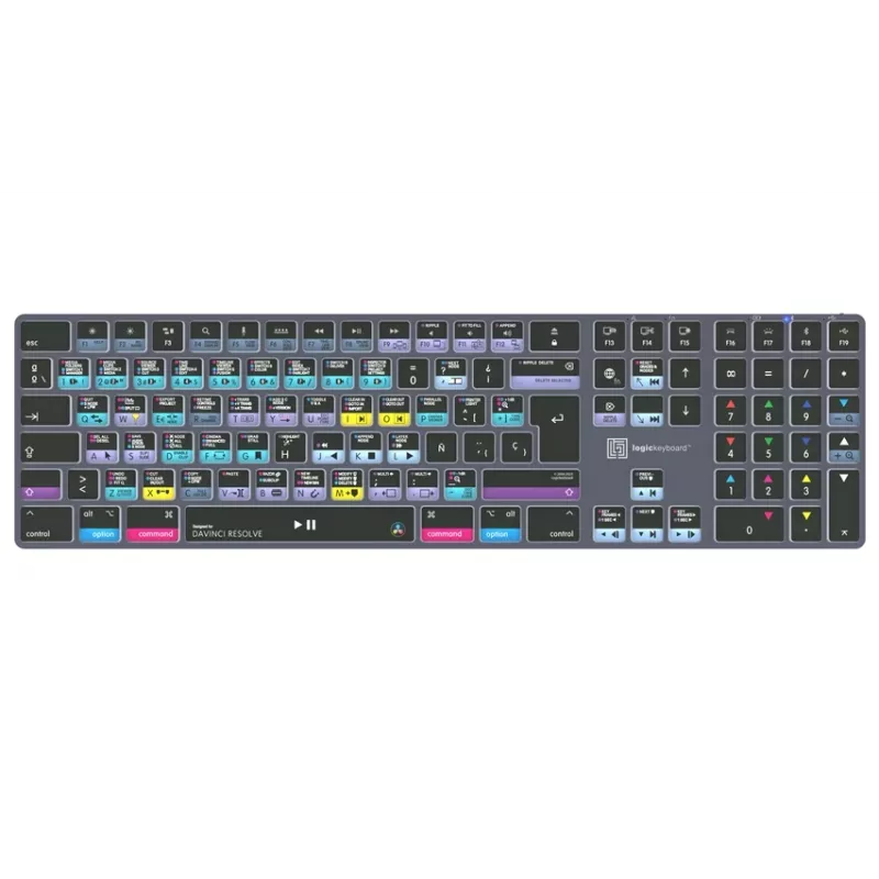LogicKeyboard DaVinci Resolve 18 Titan SP (Mac) - Teclado de edição especializado com retroiluminação e hub USB