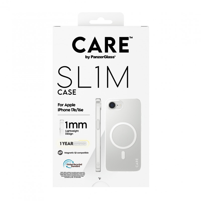Capa CARE by PanzerGlass SL1M Case Transparent com MagSafe para iPhone 16e / 17e (CR59610)