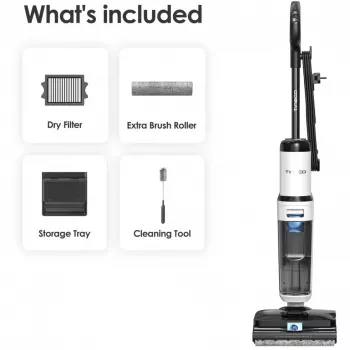 Tineco Floor One S6 Stretch Steam Plus Aspirador 2 em 1 para molhado/seco, esfregona e limpadora a vapor, a bateria, 35 min de autonomia, depósito de água limpa de 0,8L, depósito de água suja de 0,72L, autolimpeza, ecrã LCD, sensor iLoop, deita-se a 180°, para pavimentos duros