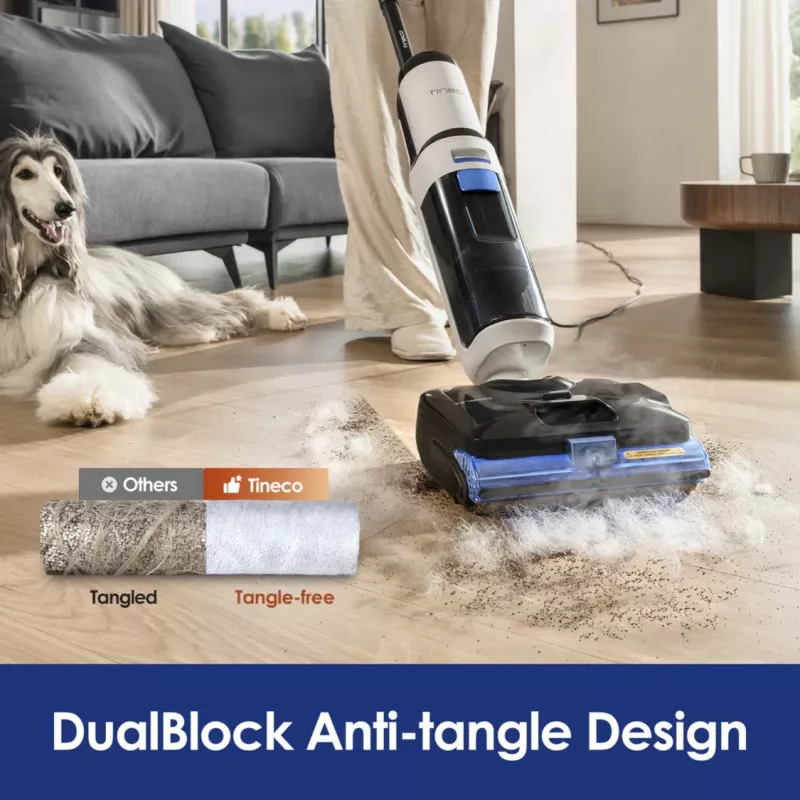 Tineco Floor One S6 Stretch Steam Plus Aspirador 2 em 1 para molhado/seco, esfregona e limpadora a vapor, a bateria, 35 min de autonomia, depósito de água limpa de 0,8L, depósito de água suja de 0,72L, autolimpeza, ecrã LCD, sensor iLoop, deita-se a 180°, para pavimentos duros