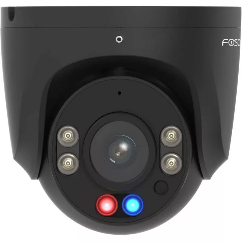 Foscam W5EP Câmara de Vigilância Preto 5MP (3072x1728), PoE, Holofote Integrado, Luzes de Aviso Vermelhas e Azuis e Sirene