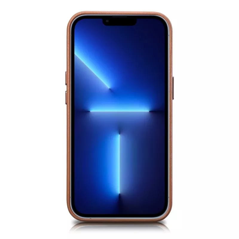iCarer Case Couro Capa em pele verdadeira para iPhone 14 Plus castanho (compatível com MagSafe)