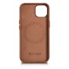 iCarer Case Couro Capa em pele verdadeira para iPhone 14 Plus castanho (compatível com MagSafe)