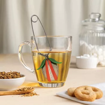 OTOTO Tea Trap Infusor de Chá - Verde/Vermelho - Aço Inoxidável e Plástico - 160 mm