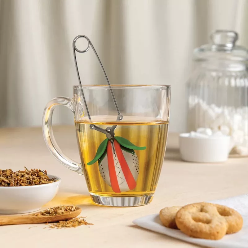 OTOTO Tea Trap Infusor de Chá - Verde/Vermelho - Aço Inoxidável e Plástico - 160 mm