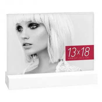 Moldura de acrílico para fotografia ZEP Dresda White 13x18 com base de madeira AQ657W