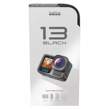 GoPro HERO13 Black Ultra Wide Edition câmara de ação 4K, 5.3K, 2.7K, ecrã tátil, Ultra HD, à prova de água, GPS, à prova de pó, Bluetooth, Wi-Fi, câmara lenta, Full HD (CHDRB-133-RW)