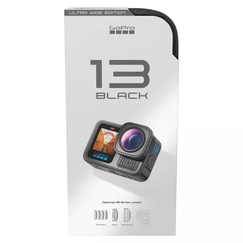 GoPro HERO13 Black Ultra Wide Edition câmara de ação 4K, 5.3K, 2.7K, ecrã tátil, Ultra HD, à prova de água, GPS, à prova de pó, Bluetooth, Wi-Fi, câmara lenta, Full HD (CHDRB-133-RW)