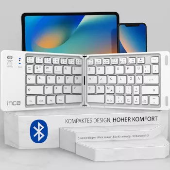 INCA teclado Bluetooth 5.0 dobrável IBK-580BT, fino, USB-C, QWERTY, preto
