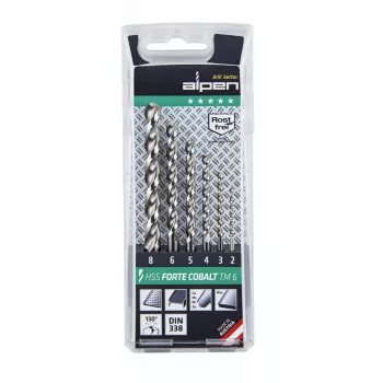Conjunto de 6 brocas helicoidais ALPEN-MAYKESTAG HSS Cobalt Forte TM em caixa metálica