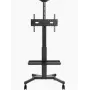 Suporte de chão móvel para ecrã Vision VFM-F26W – Ajuste de altura por uma pessoa – Suporte de aço compatível com ecrãs de 55-100 polegadas com VESA até 800x600 – Ajuste de altura por manivela – Ajuste de inclinação – Grande prateleira para portátil ou videobar incluída