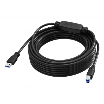 Cabo de extensão ativo USB 3.0 VISION 10 m - conectores niquelados - 5 Gbps - USB A para USB B - preto