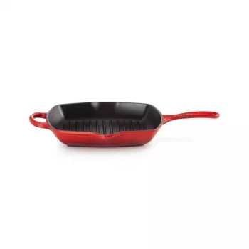 Le Creuset Grelhador em ferro fundido, quadrado, 26 cm, vermelho cereja