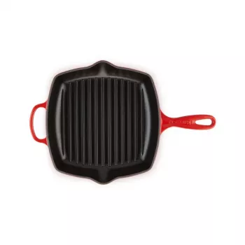 Le Creuset Grelhador em ferro fundido, quadrado, 26 cm, vermelho cereja