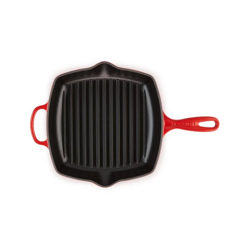 Le Creuset Grelhador em ferro fundido, quadrado, 26 cm, vermelho cereja