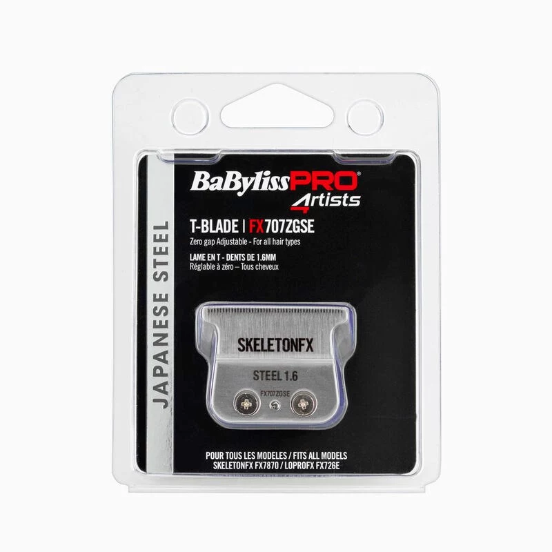 BaBylissPRO Skeleton Trimmer Blade FX707ZGSE – lâmina T de dentes profundos em aço japonês para a série FX7870
