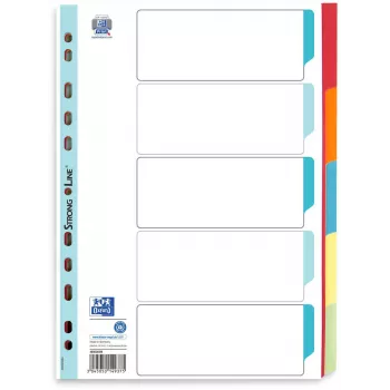Separadores de índice Oxford A4 formato completo em branco sortidos 5 peças