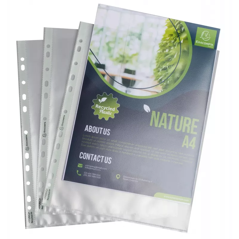 Exacompta Forever 50 capas de prospetos DIN A4+ transparente gofrado 90 mícron