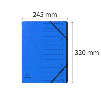Exacompta pasta de arquivo 12 divisórias azul cartão