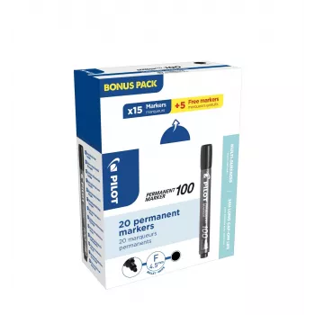 Marcador permanente Pilot Pen 100 preto 1,0 mm pack de 20 (15+5 grátis)