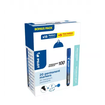 Marcador permanente Pilot Pen SCA-100-L-P20 azul 1,0 mm pack de 20 (15 + 5 grátis)