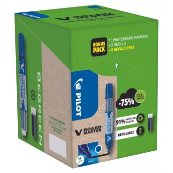 Conjunto de marcadores para quadro branco Pilot Pen V-Board Master Greenpack preto 2,0 - 5,0 mm, 10 unidades
