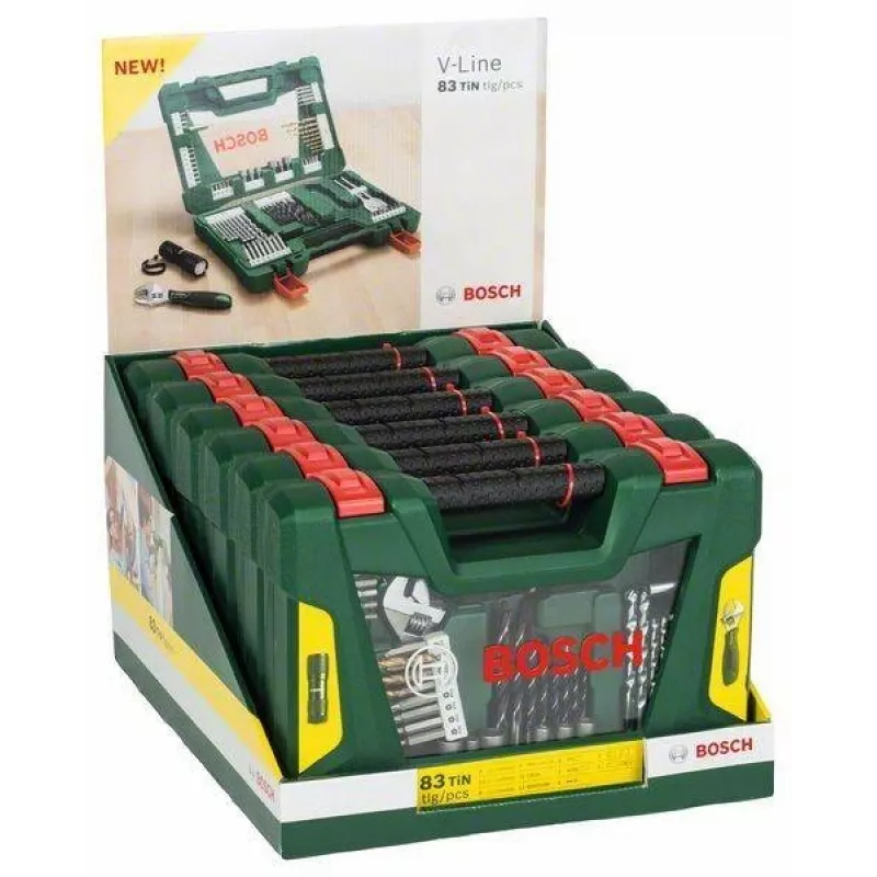 Conjunto de brocas TiN e bits de aparafusar Bosch V-Line 83 peças (2607017309)