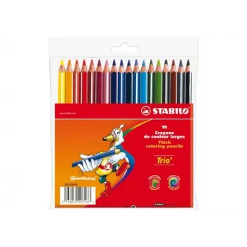 STABILO Trio Lápis de cor, 4,2 mm, cores sortidas, 18 peças