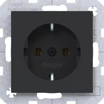 Hager WAS1100BM tomada SCHUKO conetores de encaixe preto-noite mate