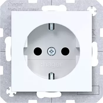 Hager WAS1200WG tomada SCHUKO 1 módulo branco-luz conetores de encaixe proteção reforçada contra contacto
