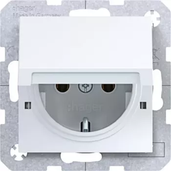 Hager WAS1112WG tomada Schuko Axcent/Cenit branco-luz brilhante IP44