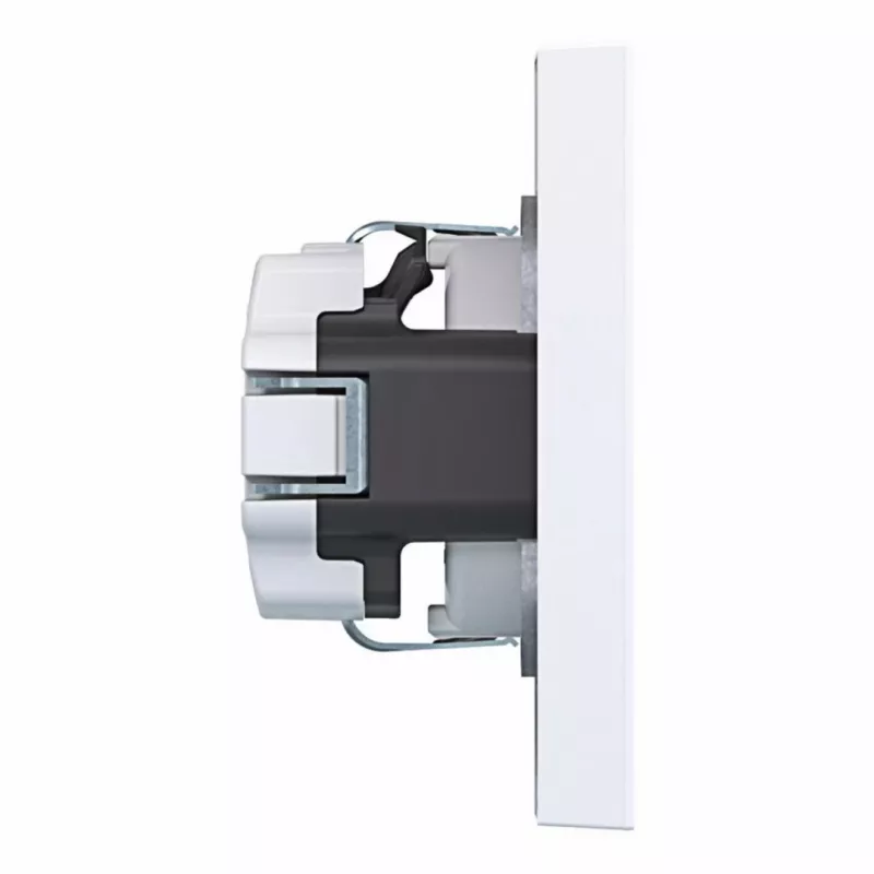 Hager WAS1120WG tomada SCHUKO com tampa basculante, linha de design A.1, branco-luz brilhante, IP44, 16A, 250V, conetores sem parafusos
