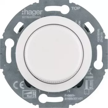 Hager WTN4011WG dimmer rotativo universal com peça central, sistema 1930/Glas, branco, embutir, R L C LED
