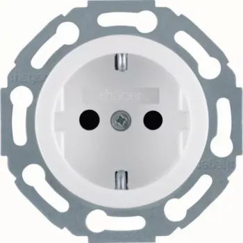 Hager WTS1200WG tomada SCHUKO com proteção reforçada contra contacto, terminal de encaixe 1930/branco polar brilhante