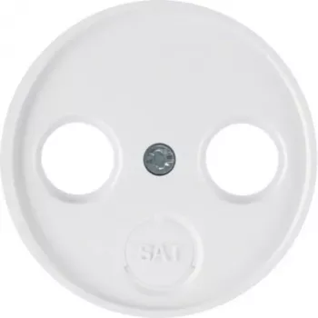 Hager WLF1068WG placa central para tomada de antena 2 e 3 furos, branco polar brilhante, sistema r.Classic