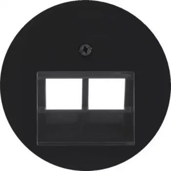 Hager WLF1008BG placa central para tomada UAE 2 módulos sistema R.Classic brilhante preto