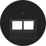 Hager WLF1008BG placa central para tomada UAE 2 módulos sistema R.Classic brilhante preto